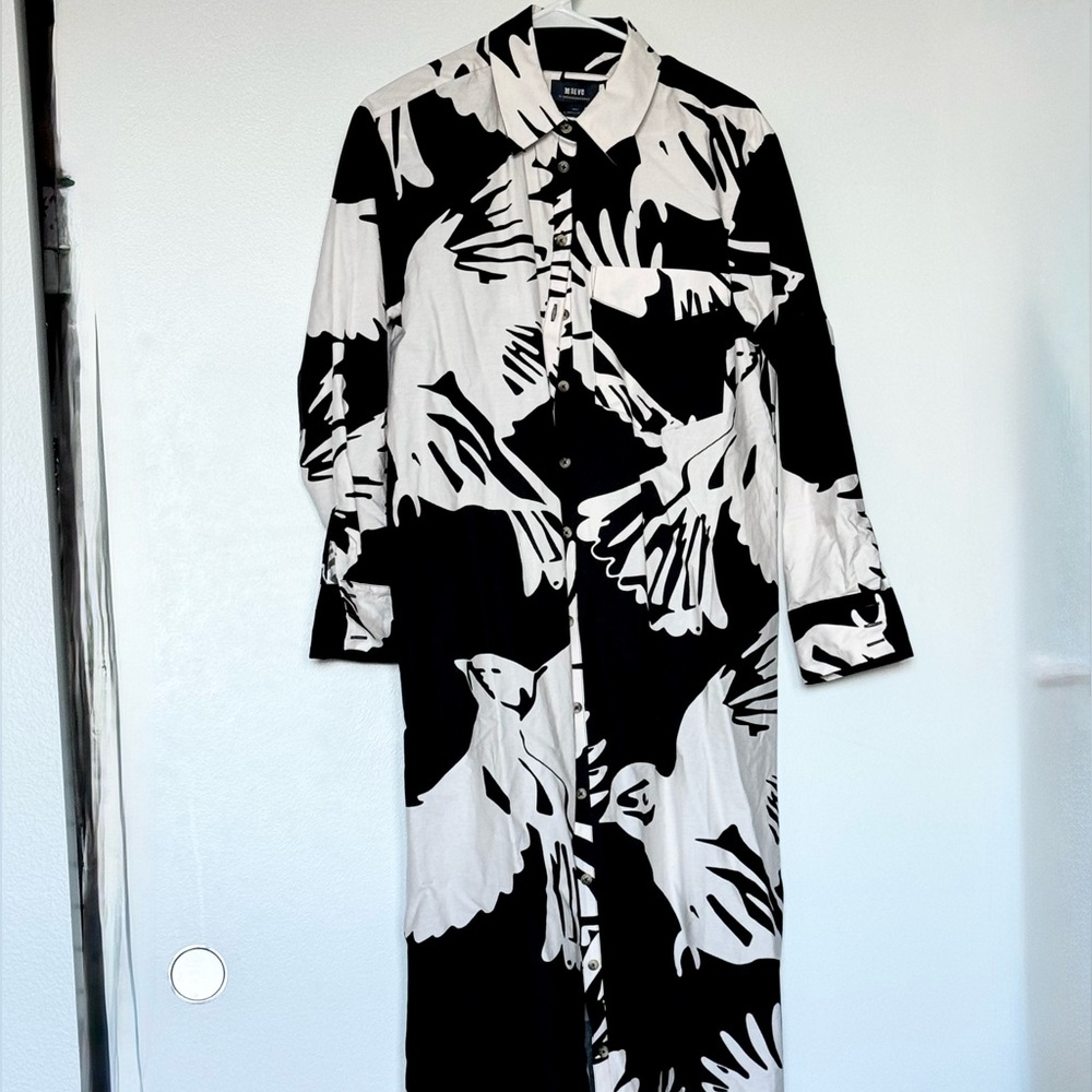 Anthropologie Maeve Soren Bird Patterned Shirt Dress